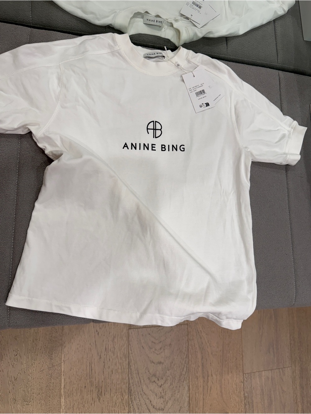 Anine Bing White Tee with Black Logo